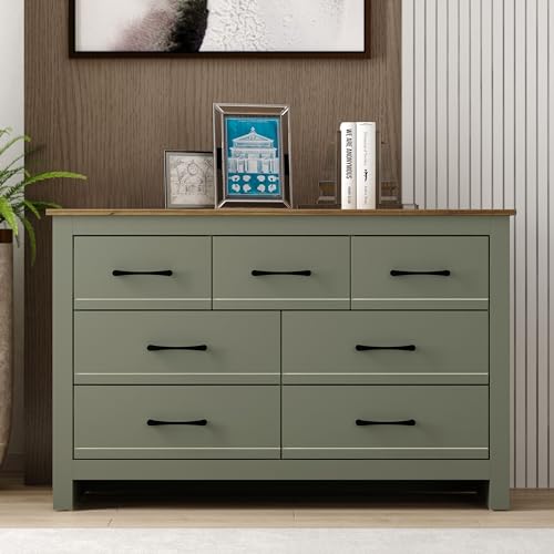 Galano Limestone 3+4 Drawer Chest - Chest of Drawer for Bedroom - Closet Organizers and Storage Cabinet for Hallway, Entryway (Dark Green)