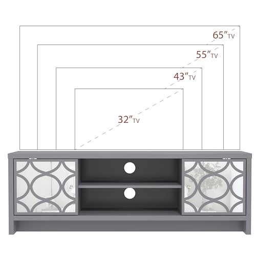 Galano Iris 2 Door TV Unit, Entertainment Centre for up to 60" TV, TV Stand Cabinet for Living Room, Large Storage