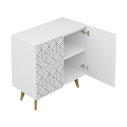 Galano Capson Wassily 2 Door Sideboard - Stylish & Vibrant Cabinet Storage Organizer for Your Home - Storage Sideboard - Adjustable Shelves (White)