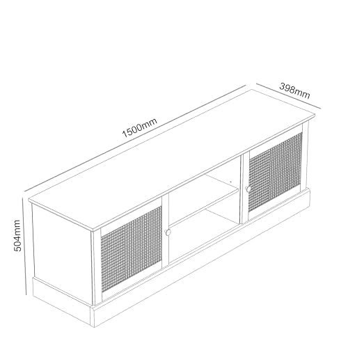 Galano Catalina Wide TV-Möbel, Rattan-Entertainment-Center für Fernseher bis zu 65 Zoll, 150 cm TV-Möbel mit 2 Türen, TV-Ständerschrank fürs Wohnzimmer, viel Stauraum