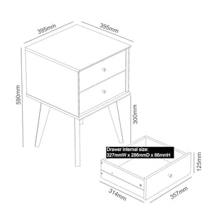 Galano Abby 2pcs Bedside Table - Stylish 2 Drawer Bedside - Side Table with Storage - Storage Cabinet for Hallway - Entryway or Bedroom (Ivory/Oak)