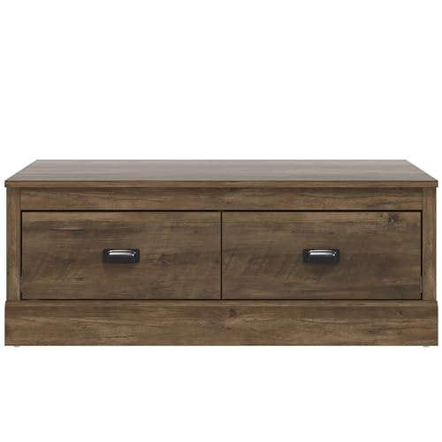 Galano Bristol Coffee Table - 2 Drawer Storage Unit - Engineered Wood Storage Cabinet, Rectangular Living Room Table with Storage