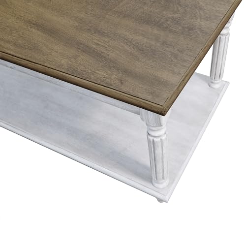 Galano Mosheim Coffee Table - Coffee Table with Shelf - Spray Painted Solid Wooden Coffee Table for Living Room