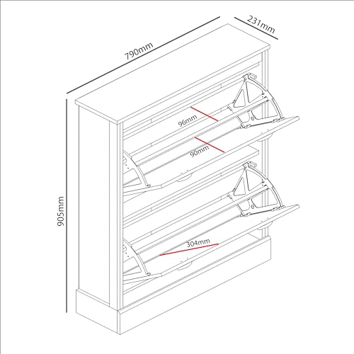 Galano Bristol Schuhschrank – 2-türiger Aufbewahrungsschrank – Schuhregal für den Eingangsbereich – 22,2T x 79,2B x 90,6H Zentimeter – Falttüren – Ast-Eiche