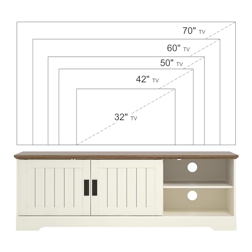 Galano Edison Wide TV-Einheit, Entertainment-Center für bis zu 65 Zoll große Fernseher, 150 cm TV-Einheit mit 2 Schiebetüren, TV-Ständerschrank für das Wohnzimmer, viel Stauraum