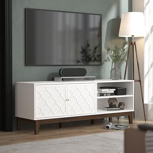 Galano Trafford TV-Möbel mit 2 Türen, Entertainment-Center für Fernseher bis 60 Zoll, TV-Ständerschrank für Wohnzimmer, viel Stauraum