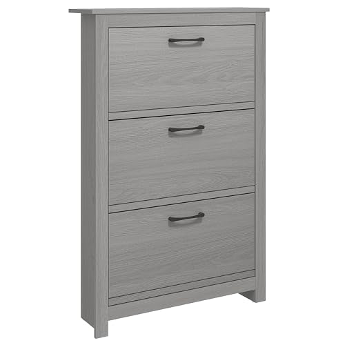 Galano Limestone 3 Door Shoe Cabinet - Slim Storage Cabinet - Organizers and Storage Cabinet for Hallway - Entryway or Living Room (Light Grey)