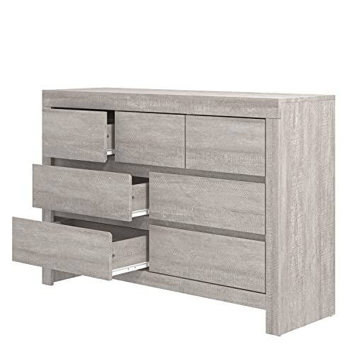 Galano Cubbot 3+4 Drawer Chest – Wide Chest of Drawers for Bedroom - Closet Organizers and Clothes Storage - Chest of Drawers for Bedroom, Living Room, Entryway, Hallway - Dusty Grey Oak