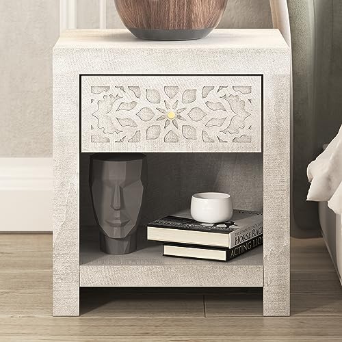 Galano Avaro Nightstand - Nightstand with Drawer - Nightstand Lamp - End Table - Side Table - Bedside Table - Drawer Glides - Engineered Wood - Easy Assembly - Knotty Oak