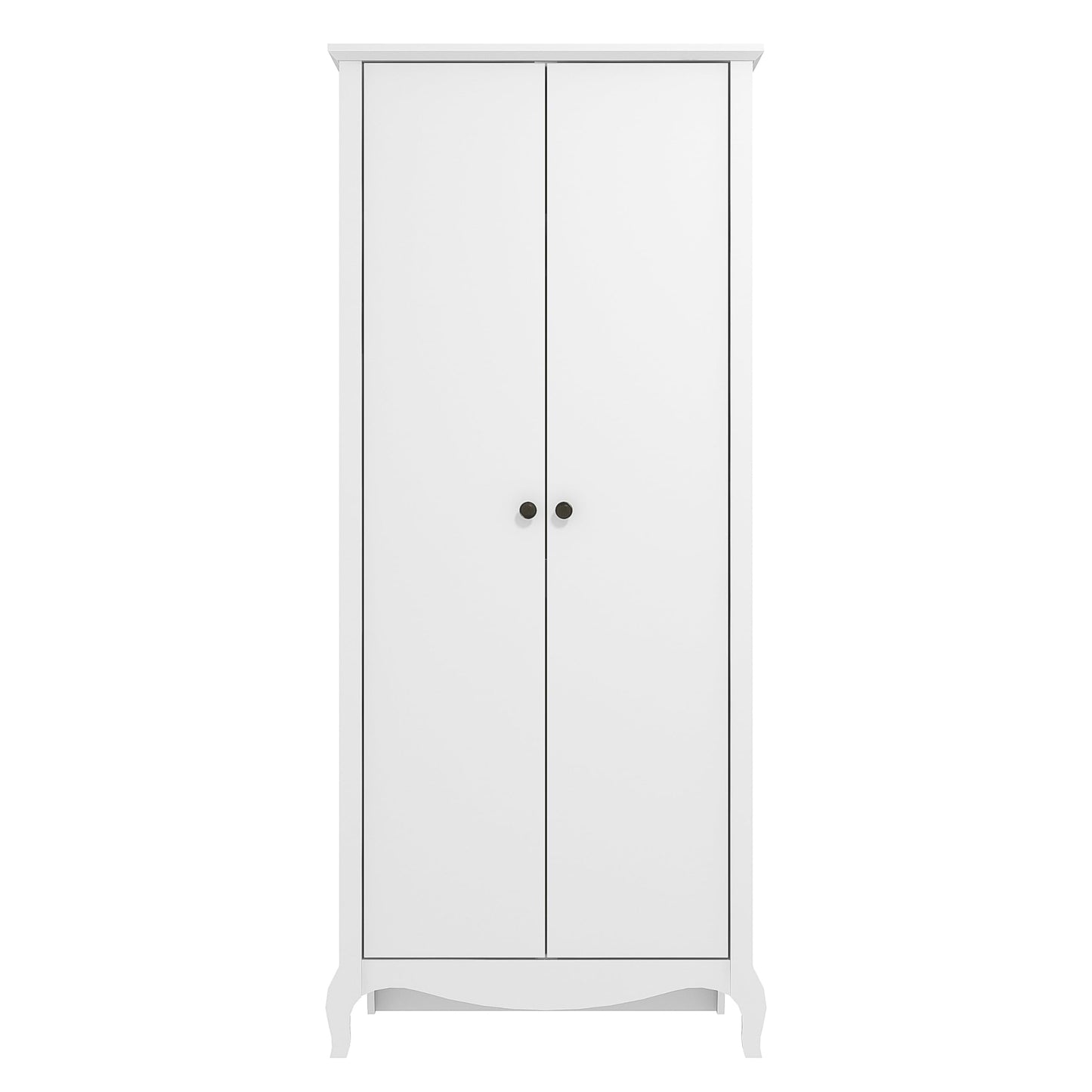 Galano Stella 2 Door Wardrobe - Stylish & Sturdy Wardrobe with Bar Gold Metal Handle - Bedroom Furniture Unit with Hanging Rail Storage (White)