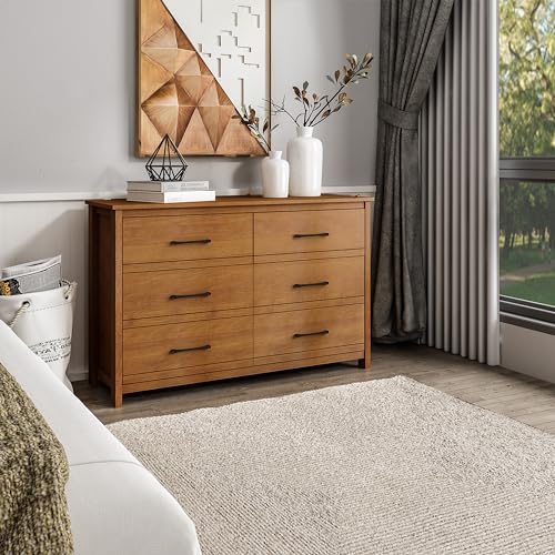 Galano Kellie 6 Drawer Dresser with Interlock Drawer Feature, Wide Dressers for Bedroom, Deep Drawers for Closet Organizer, Ultra Fast Assembly, 15.75" D x 47.24" W x 30.98" H, Dusty Grey Oak