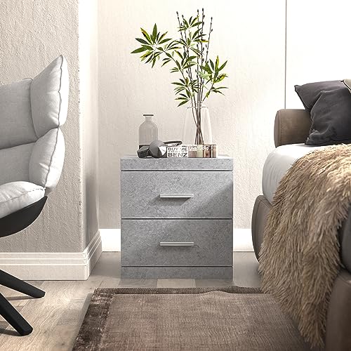 Galano Elis 2 Drawer Nightstand, Bedside Table, Night Stand for Bedroom, End Table, Sofa Side Table for Living Room, 15.8" D x 18.9" W x 23.6" H, Dusty Grey Oak