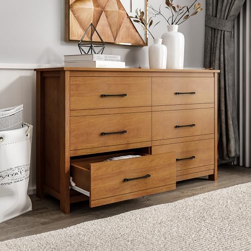 Galano Kellie 6 Drawer Dresser with Interlock Drawer Feature, Wide Dressers for Bedroom, Deep Drawers for Closet Organizer, Ultra Fast Assembly, 15.75" D x 47.24" W x 30.98" H, Dusty Grey Oak