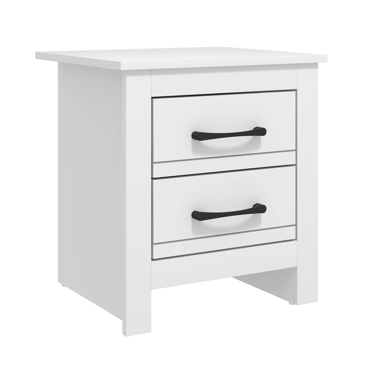 Galano Limestone Bedside Table - 2 Drawer Bedside Cabinet For Side Bedroom Organizer - Small Bedside table For Your Bed - ‎39.5 x 45 x 48.5 cm - White