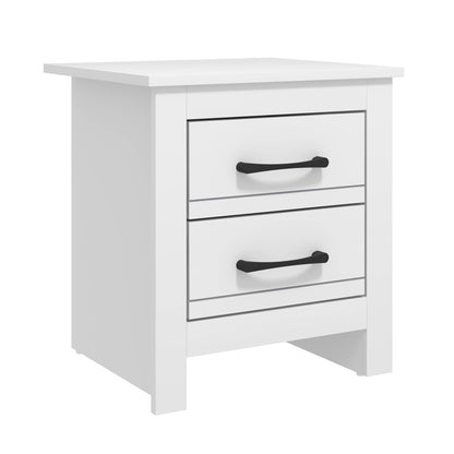 Galano Limestone Bedside Table - 2 Drawer Bedside Cabinet For Side Bedroom Organizer - Small Bedside table For Your Bed - ‎39.5 x 45 x 48.5 cm - White