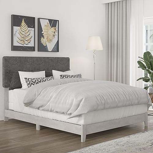 Galano Owen Queen Bed with Headboard, Rustic Wood Platform Bed Frame, Wood Slat Support, Compatible with All Mattress Foundation Types, Queen Size