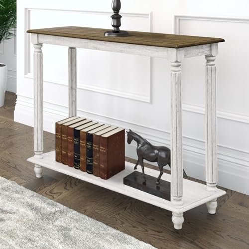 Galano Mosheim Console Table - Spray Painted Solid Wooden Bookshelf Cabinet for Hallway & Entryway - Space Saving Table with Shelf for Living Room