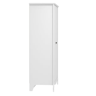 Galano Stella 2 Door Wardrobe - Stylish & Sturdy Wardrobe with Bar Gold Metal Handle - Bedroom Furniture Unit with Hanging Rail Storage (White)