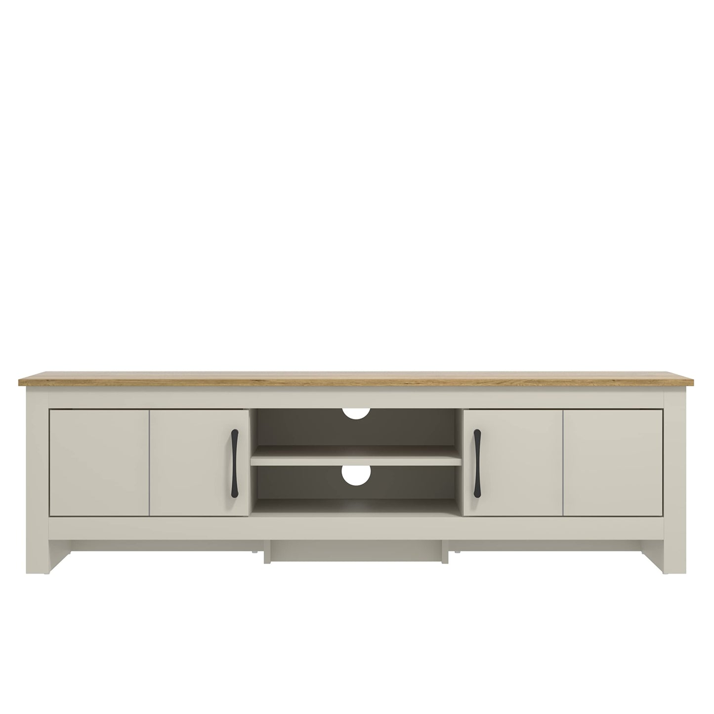 Galano Limestone Wide TV Unit, Entertainment Centre for up to 65'' TV, 150cm TV Unit with 2 Doors (Light Grey) (FG-LR-PU-7-415-RV-UK)