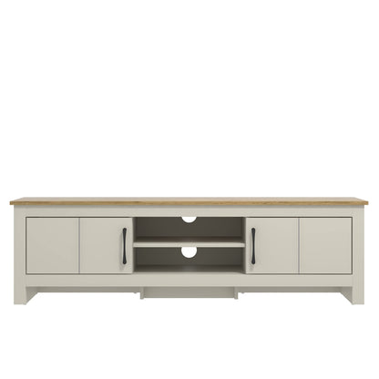 Galano Limestone Wide TV Unit, Entertainment Centre for up to 65'' TV, 150cm TV Unit with 2 Doors (Light Grey) (FG-LR-PU-7-415-RV-UK)