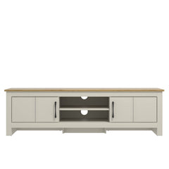 Galano Limestone Wide TV Unit, Entertainment Centre for up to 65'' TV, 150cm TV Unit with 2 Doors (Light Grey) (FG-LR-PU-7-415-RV-UK)