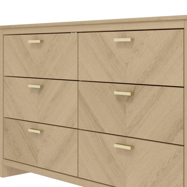 Galano Bonny 3+3 Drawer Chest - Chest of Drawers with Storage for Clothes - Organizers and Storage Cabinet for Hallway - Entryway or Living Room (Oak)