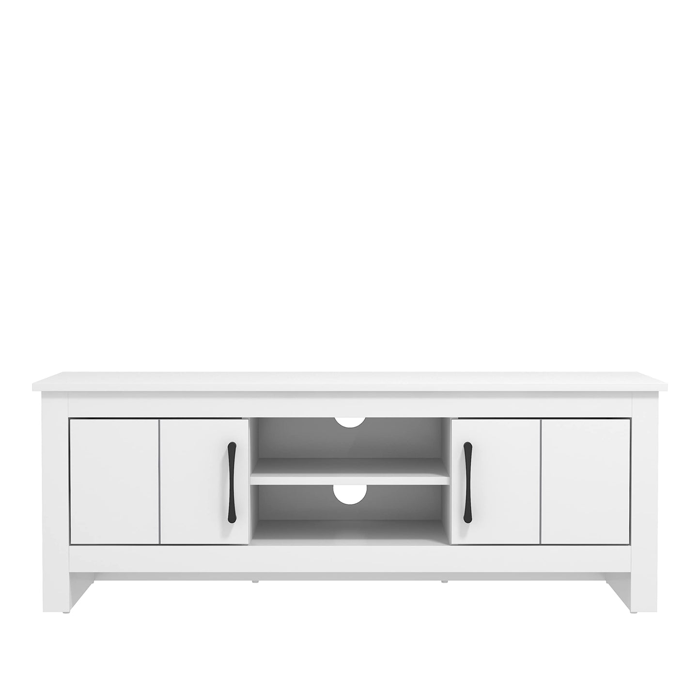 Galano Limestone TV Unit - TV Stand Cabinet for up to 50-inch TV for Living Room or Bedroom, 40 x 119 x 43.8 cm 2-Door TV Table Storage Unit - Light Grey