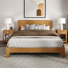 Galano Payne Queen Size Bed Frame with Headboard & 2 Set of Nightstands, Mattress Foundation with Wood Slat Support, No Box Spring Needed, 64.17" L x 85.31" W x 40.2" H, Dusty Grey Oak