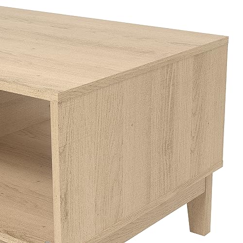 Galano Hanwell Coffee Table - Stylish Storage Cabinet with Fishborne Effect - Engineered Wood Storage Cabinet, Rectangular Living Room Table with Storage (Oslo Oak)