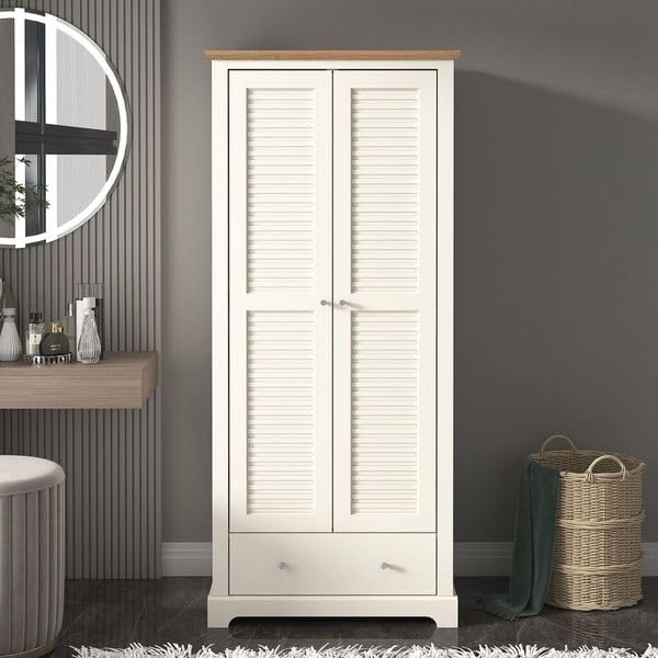 Galano Milan 2 Door 1 Drawer Wardrobe - Bedroom Furniture Unit with Hanging Rail Storage and Drawer, Wardrobe Storage Organizer