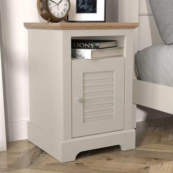 Galano Milan 1 Door Side Table with Shelf - Storage Cabinet for Hallway - Entryway - Foyer - Living Room - Bedroom - Space Saving (Ivory/Oak)