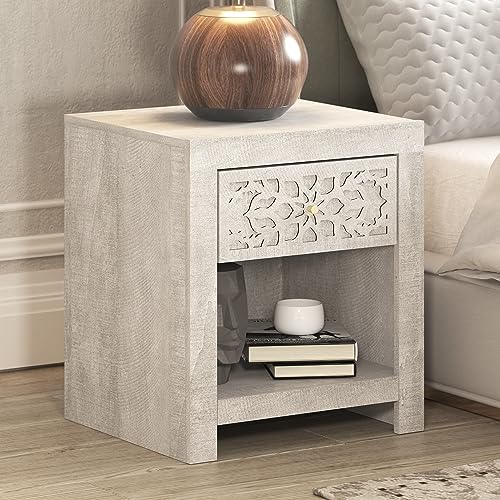 Galano Avaro Nightstand - Nightstand with Drawer - Nightstand Lamp - End Table - Side Table - Bedside Table - Drawer Glides - Engineered Wood - Easy Assembly - Knotty Oak