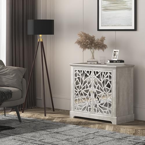 Galano Culbin 2 Door Storage Cabinet, Accent Furniture, Cupboard for Living Room, Hallway, Kitchen, Sideboard, Buffet Table, 15.67" D x 32.36" W x 29.29" H, Dusty Grey Oak