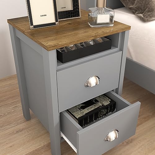 Galano Gina 2pcs Bedside Table - Stylish Side Table with Storage - Nightstands Bedroom Furniture - Organizers & Storage Cabinet for Hallway, Entryway or Livingroom