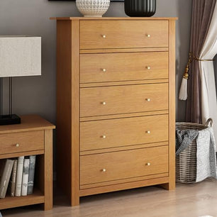 Galano Genoa 5 Drawer Dresser Wooden Dresser with Large Capacity Storage Chest of Drawers Modern Bedroom Furniture Design 17.13