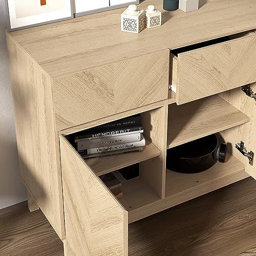 Galano Hanwell 2 Door 2 Drawer Sideboard - Cabinet Storage Organizer for Your Home - Storage Sideboard - Adjustable Shelves (Oslo Oak)