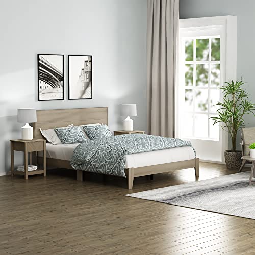 Galano Payne Wood Platform Queen Bed Frame with Headboard, Mattress Foundation with Wood Slat Support, No Box Spring Needed, 64.17" D x 85.31" W x 40.15" H, Oslo Oak