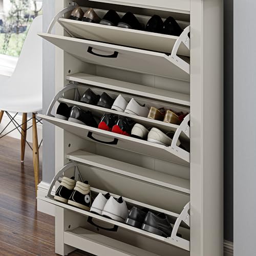 Galano Limestone Shoe Cabinet - Slim Storage Cabinet - Organizers and Storage Cabinet for Hallway - Entryway or Living Room