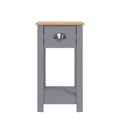 Galano Lilly Bedside Table - Stylish Bedside and Slim Bedside Table - Side Table with Storage - Organizers and Storage Cabinet for Hallway - Entryway or Bedroom (Cool Grey + Beaufort Oak)