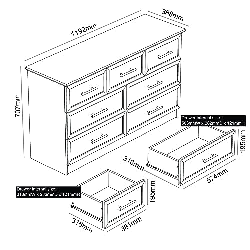 Galano Cleverton Kommode mit 3+4 Schubladen – Kommode mit Stauraum für Schlafzimmer – Schrank-Organizer und Aufbewahrungsschrank für Flur, Eingangsbereich (Dunkelgrün/Eiche)