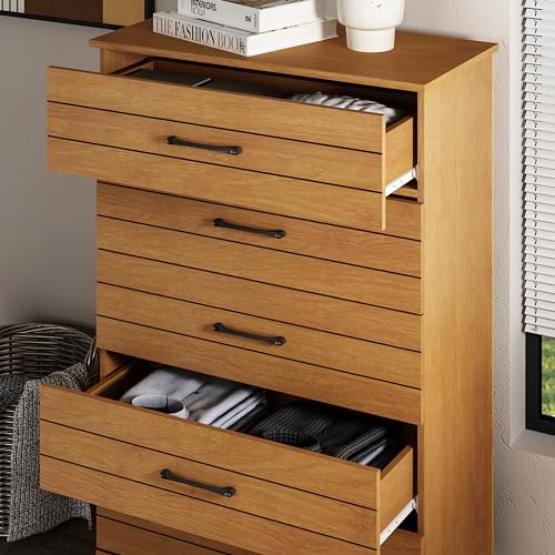 Galano Elis Kommode mit 6 Schubladen, breite Kommoden für Schlafzimmer, 6 tiefe Schubladen zur Schrankorganisation, werkzeugloser, ultraschneller Aufbau, 15,75" T x 47,24" B x 31,54" H, Mattweiß