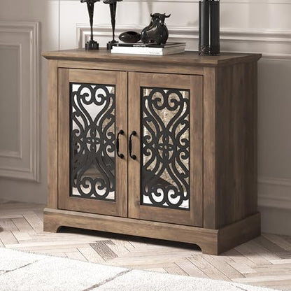 Galano Calidia 3 Door Sideboard Buffet Cabinet for Living Room, 15.7" D x 45.7" W x 29.3" H, Knotty Oak