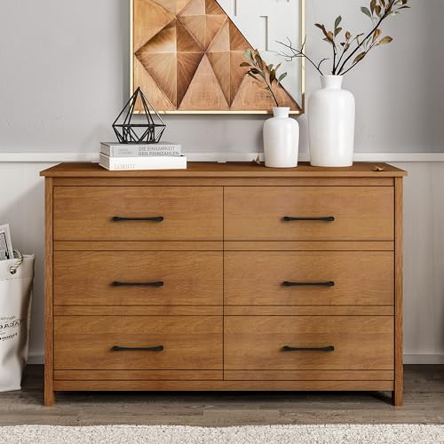 Galano Kellie 6 Drawer Dresser with Interlock Drawer Feature, Wide Dressers for Bedroom, Deep Drawers for Closet Organizer, Ultra Fast Assembly, 15.75" D x 47.24" W x 30.98" H, Dusty Grey Oak