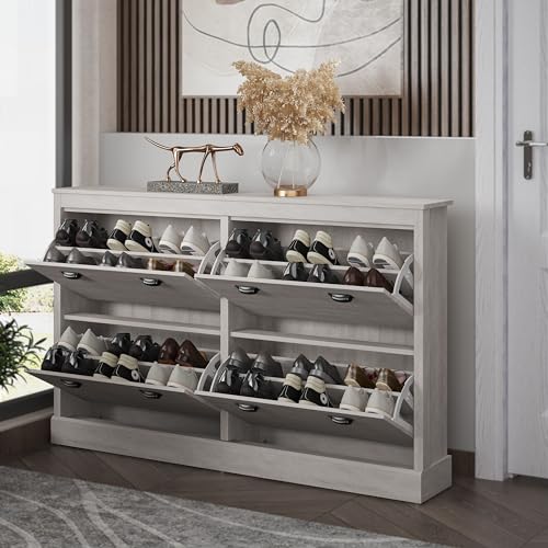 Galano Bristol 4 Door Shoe Cabinet - Slim Storage Cabinet - Organizers and Storage Cabinet for Hallway - Entryway or Living Room