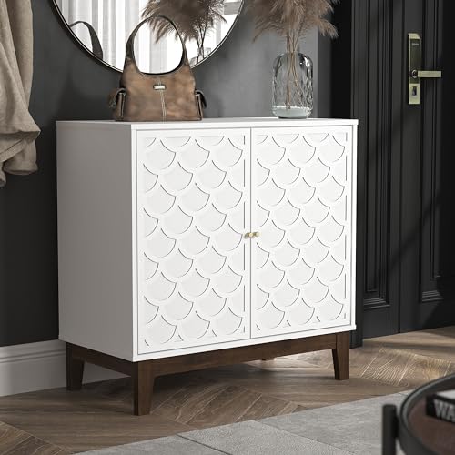 Galano Trafford 2 Door Sideboard - Storage Drawer Cabinet for Living Room, Bedroom, or Kitchen (Trafford, White)