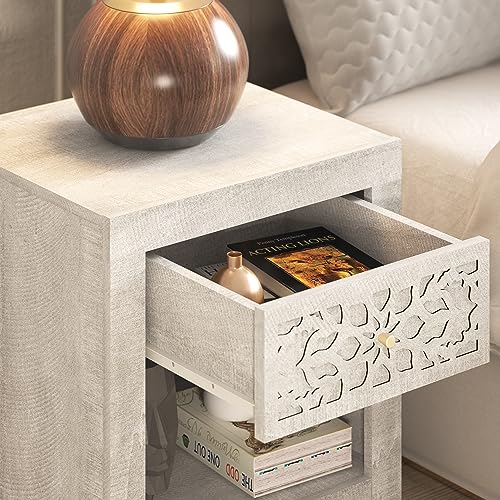 Galano Avaro Nightstand - Nightstand with Drawer - Nightstand Lamp - End Table - Side Table - Bedside Table - Drawer Glides - Engineered Wood - Easy Assembly - Knotty Oak