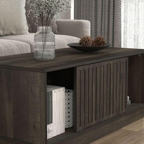 Galano Ryuki Coffee Table - Modern Distressed Oak Finish - Storage Cabinet for Entryway - Foyer - Living Room - Space Saving (Riviera Eichi)