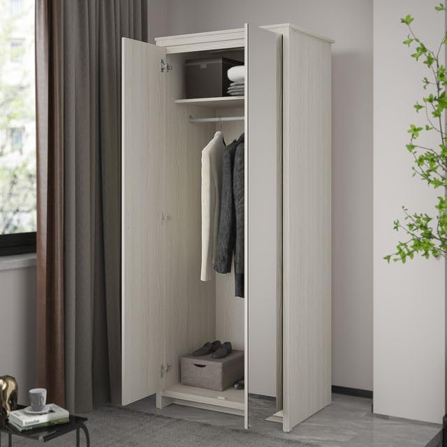 Galano Bonny 2 Door Wardrobe with Mirror - Stylish & Sturdy Wardrobe with Bar Gold Handle - Bedroom Furniture Unit with Hanging Rail Storage (Oslo Oak)