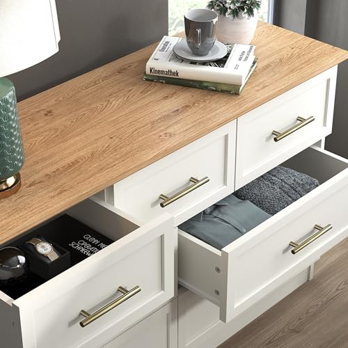 Galano Cleverton 3+4 Drawer Chest - Chest of Drawers with Storage for Bedroom - Closet Organizers and Storage Cabinet for Hallway, Entryway (Ivory/Oak)