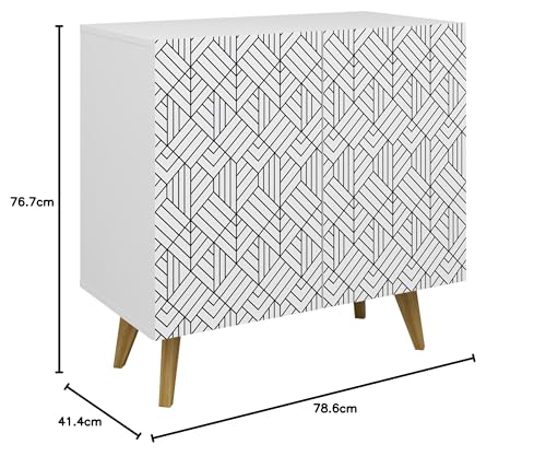 Galano Capson Wassily 2 Door Sideboard - Stylish & Vibrant Cabinet Storage Organizer for Your Home - Storage Sideboard - Adjustable Shelves (White)